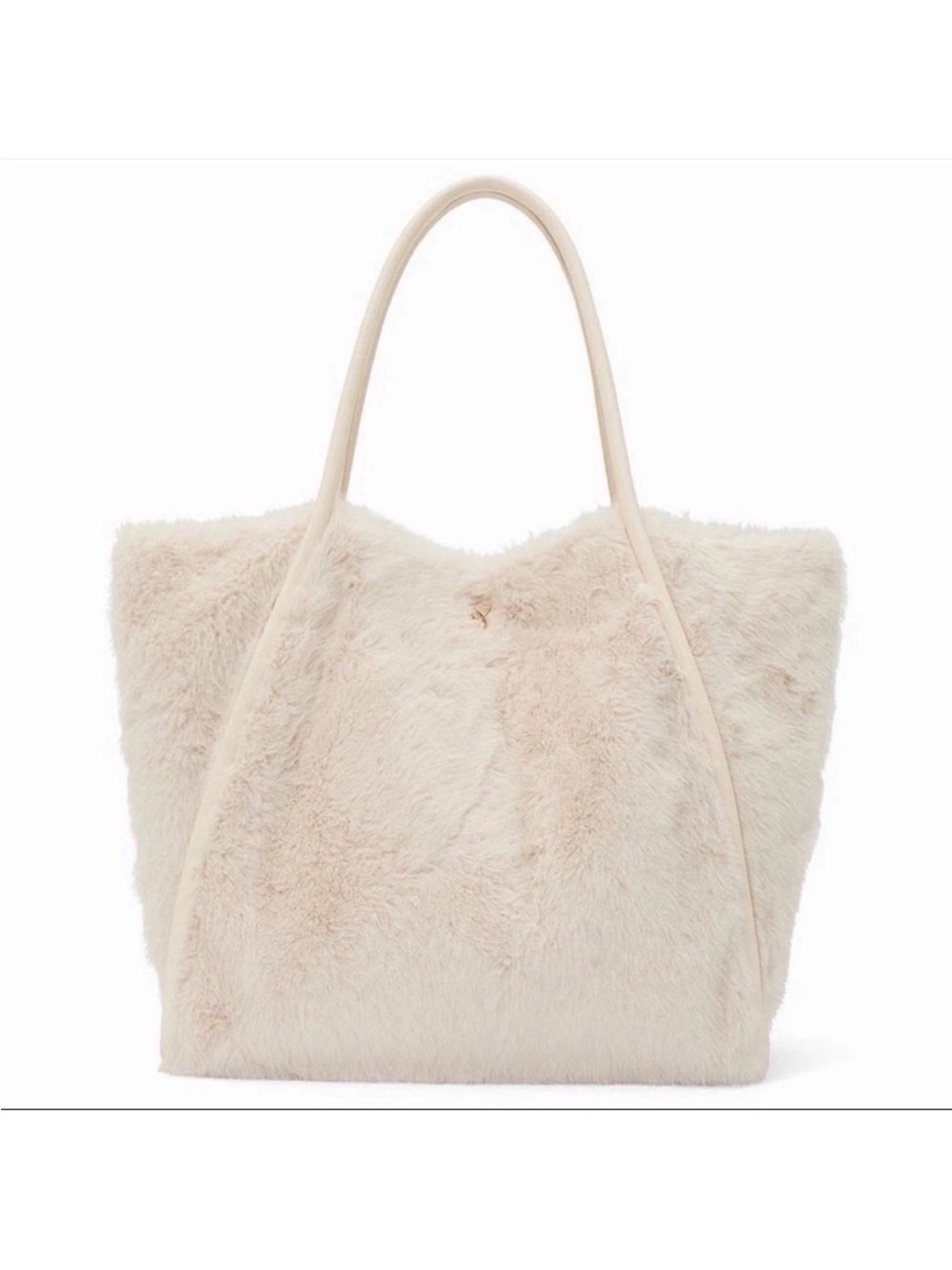 NWT Victoria’s Secret Ivory Cream Luxe Fuzzy Soft Faux Fur Tote Travel Bag 2025